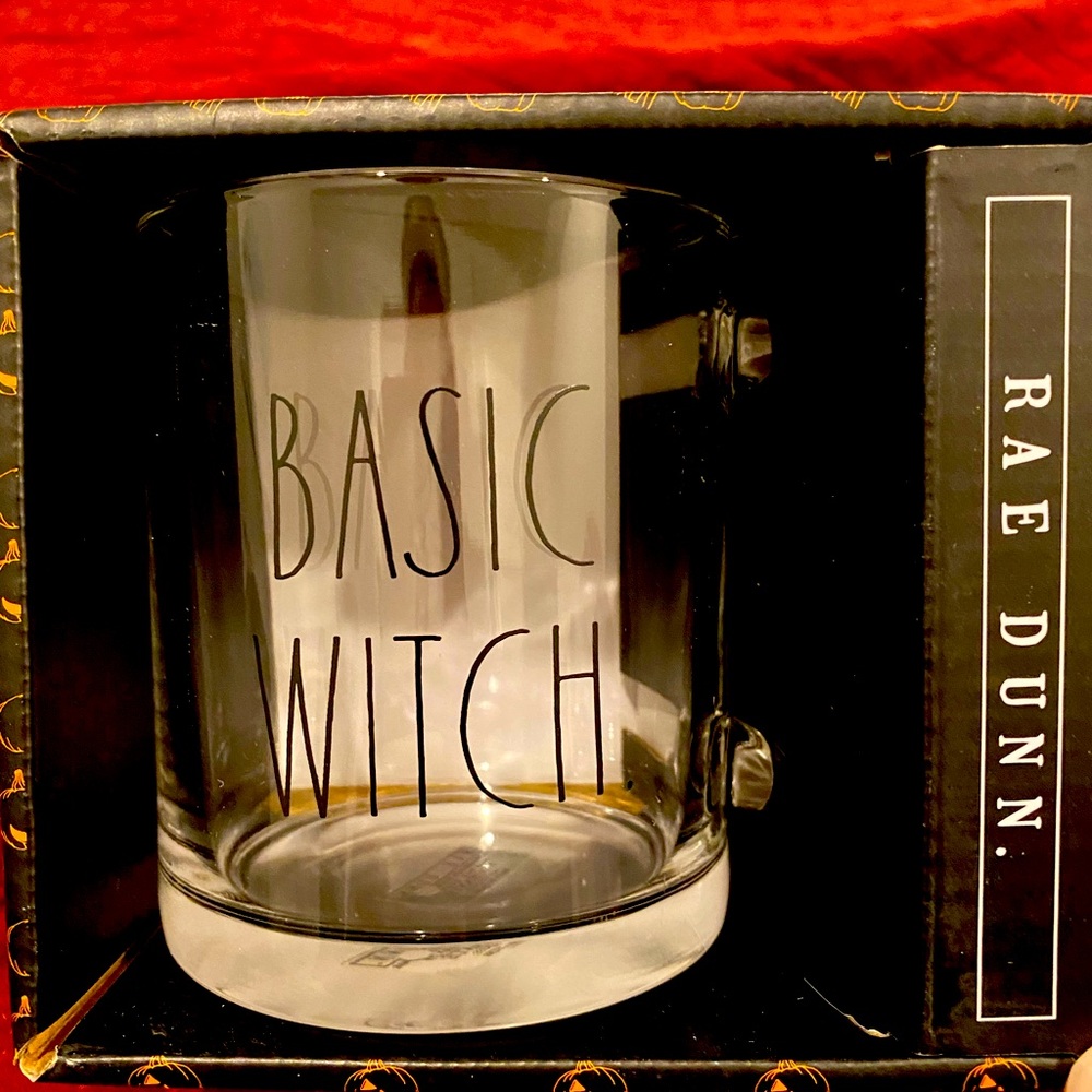 Rae Dunn BASIC WITCH clear glass mug